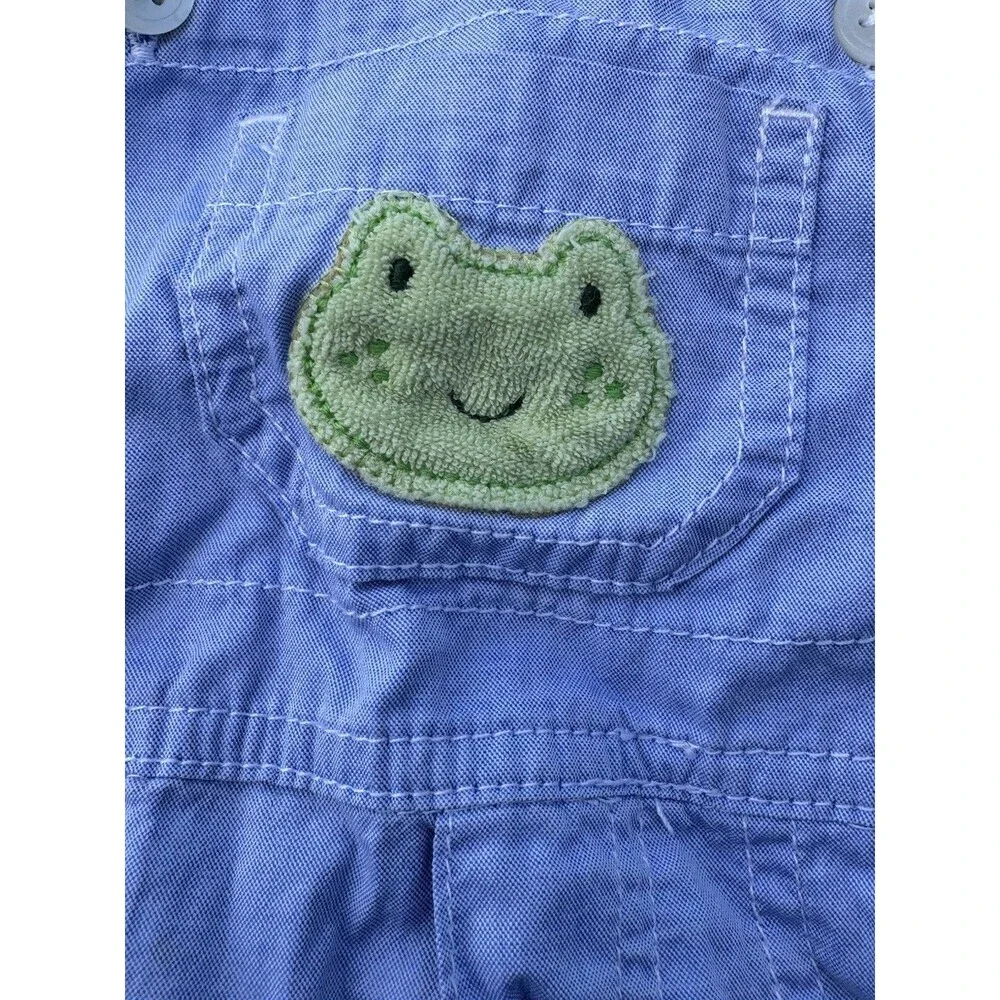 Carter's Boy Short Overall Size 9 Months With Frog Light Blue